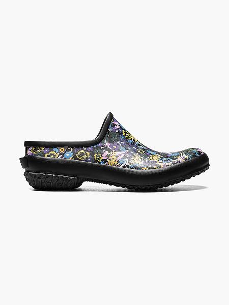 BOGS Schuhe Deutschland - Patch Clog Night Garden Slip-On Schuhe Damen Schwarz Multi DE84015